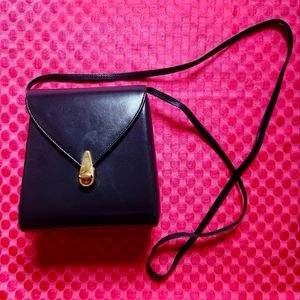 HAHN Navy Leather Crossbody Bag - Long Strap!